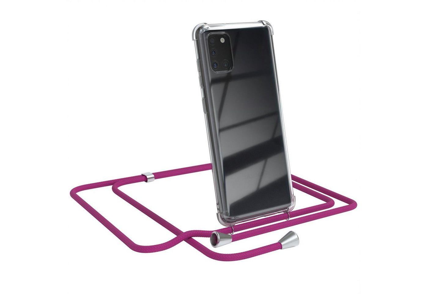 EAZY CASE Handykette Hülle mit Kette für Samsung Galaxy A31 6,4 Zoll, Handykordel Slimcover mit Umhängeband zum Umhängen Pink / Clip Silber EAZY CASE Handykette Hülle mit Kette für Samsung Galaxy A31 6,4 Zoll, Handykordel Slimcover mit Umhängeband zum Umhängen Pink / Clip Silber von EAZY CASE