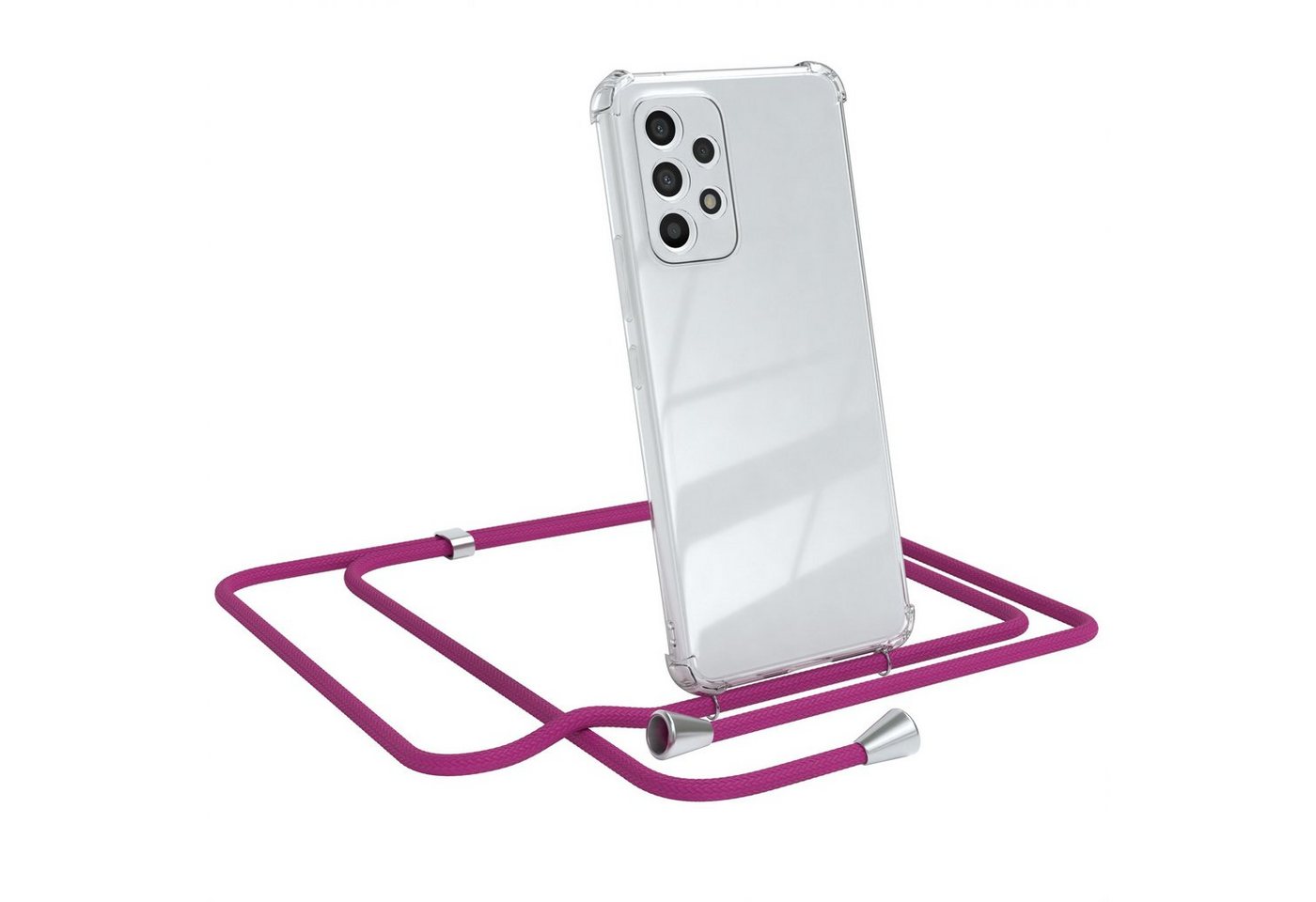 EAZY CASE Handykette Hülle mit Kette für Samsung Galaxy A53 5G 6,5 Zoll, Handykordel Slimcover mit Umhängeband zum Umhängen Pink / Clip Silber EAZY CASE Handykette Hülle mit Kette für Samsung Galaxy A53 5G 6,5 Zoll, Handykordel Slimcover mit Umhängeband zum Umhängen Pink / Clip Silber von EAZY CASE