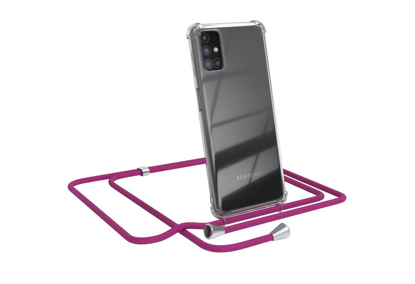 EAZY CASE Handykette Hülle mit Kette für Samsung Galaxy M31s 6,5 Zoll, Handykordel Slimcover mit Umhängeband zum Umhängen Pink / Clip Silber EAZY CASE Handykette Hülle mit Kette für Samsung Galaxy M31s 6,5 Zoll, Handykordel Slimcover mit Umhängeband zum Umhängen Pink / Clip Silber von EAZY CASE