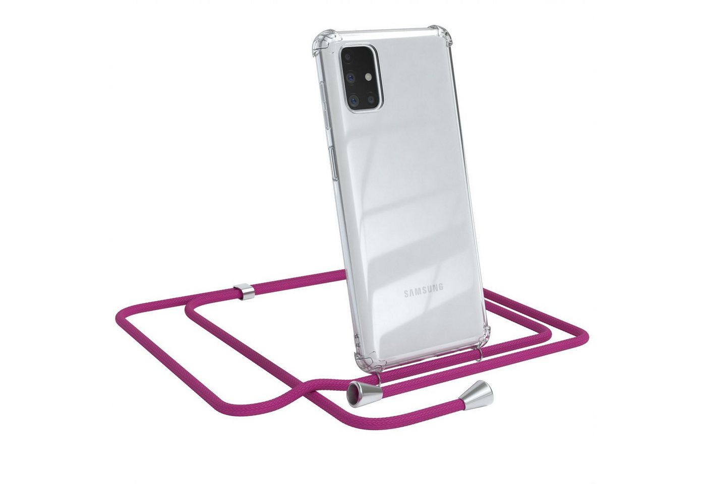 EAZY CASE Handykette Hülle mit Kette für Samsung Galaxy M51 6,7 Zoll, Handykordel Slimcover mit Umhängeband zum Umhängen Pink / Clip Silber EAZY CASE Handykette Hülle mit Kette für Samsung Galaxy M51 6,7 Zoll, Handykordel Slimcover mit Umhängeband zum Umhängen Pink / Clip Silber von EAZY CASE