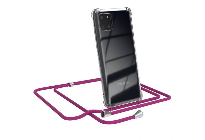 EAZY CASE Handykette Hülle mit Kette für Samsung Galaxy Note 10 Lite 6,7 Zoll, Handykordel Slimcover mit Umhängeband zum Umhängen Pink / Clip Silber von EAZY CASE