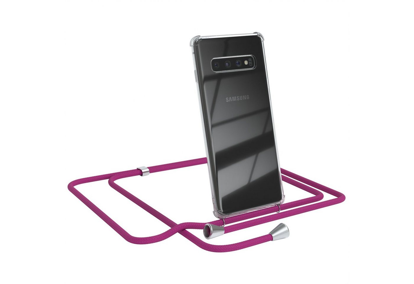 EAZY CASE Handykette Hülle mit Kette für Samsung Galaxy S10 6,1 Zoll, Handykordel Slimcover mit Umhängeband zum Umhängen Pink / Clip Silber EAZY CASE Handykette Hülle mit Kette für Samsung Galaxy S10 6,1 Zoll, Handykordel Slimcover mit Umhängeband zum Umhängen Pink / Clip Silber von EAZY CASE