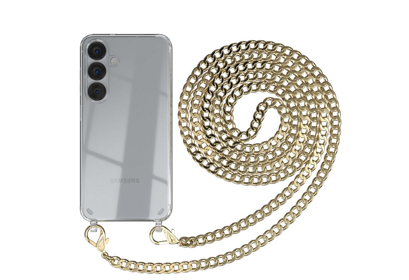 EAZY CASE Handykette Hülle mit Kette für Samsung Galaxy S25 6,2 Zoll, Hülle mit Band Silikonhülle durchsichtig Necklace Cover Slimcover Gold EAZY CASE Handykette Hülle mit Kette für Samsung Galaxy S25 6,2 Zoll, Hülle mit Band Silikonhülle durchsichtig Necklace Cover Slimcover Gold von EAZY CASE