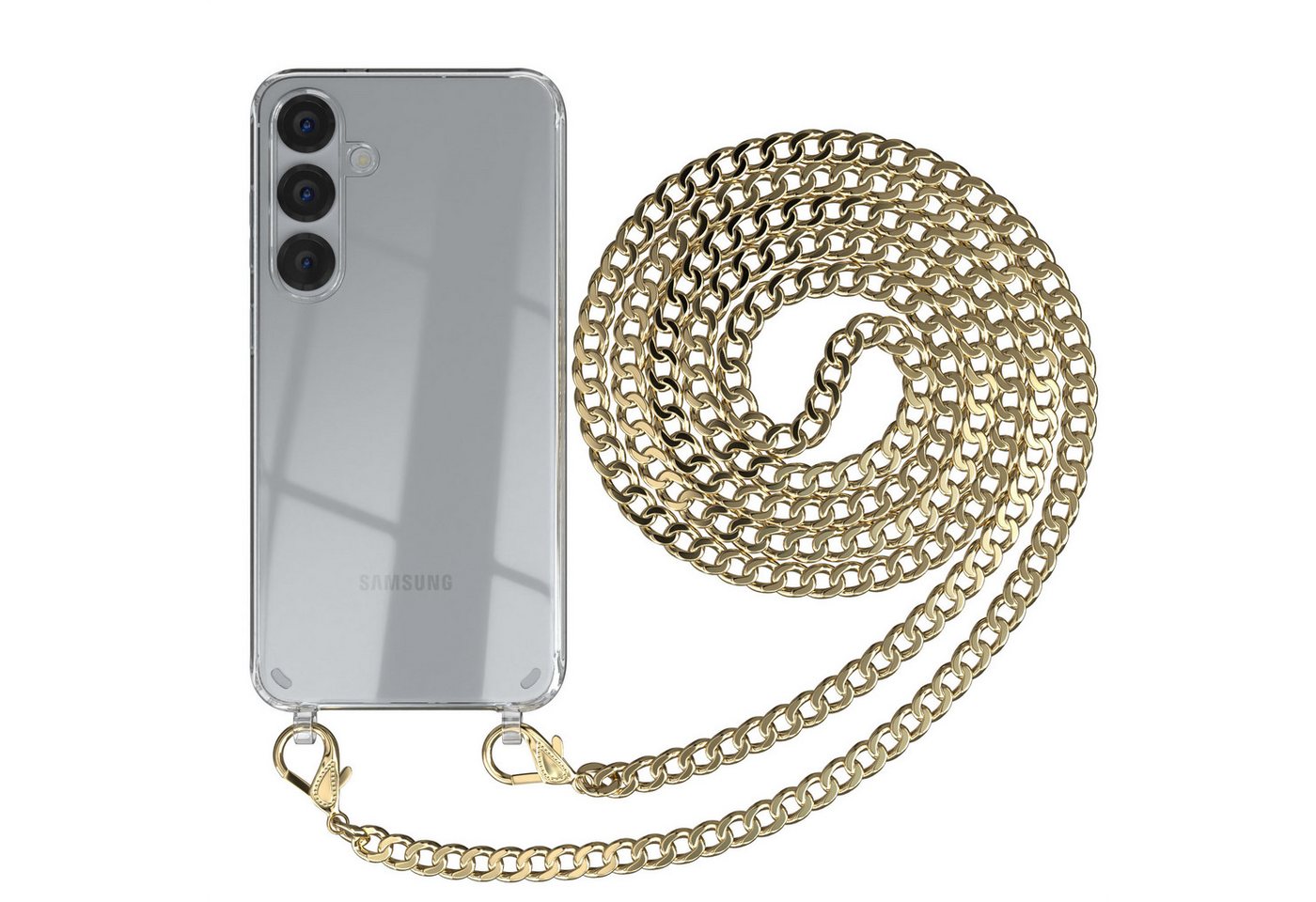 EAZY CASE Handykette Hülle mit Kette für Samsung Galaxy S25 Plus 6,7 Zoll, Hülle mit Band Silikonhülle durchsichtig Necklace Cover Slimcover Gold EAZY CASE Handykette Hülle mit Kette für Samsung Galaxy S25 Plus 6,7 Zoll, Hülle mit Band Silikonhülle durchsichtig Necklace Cover Slimcover Gold von EAZY CASE