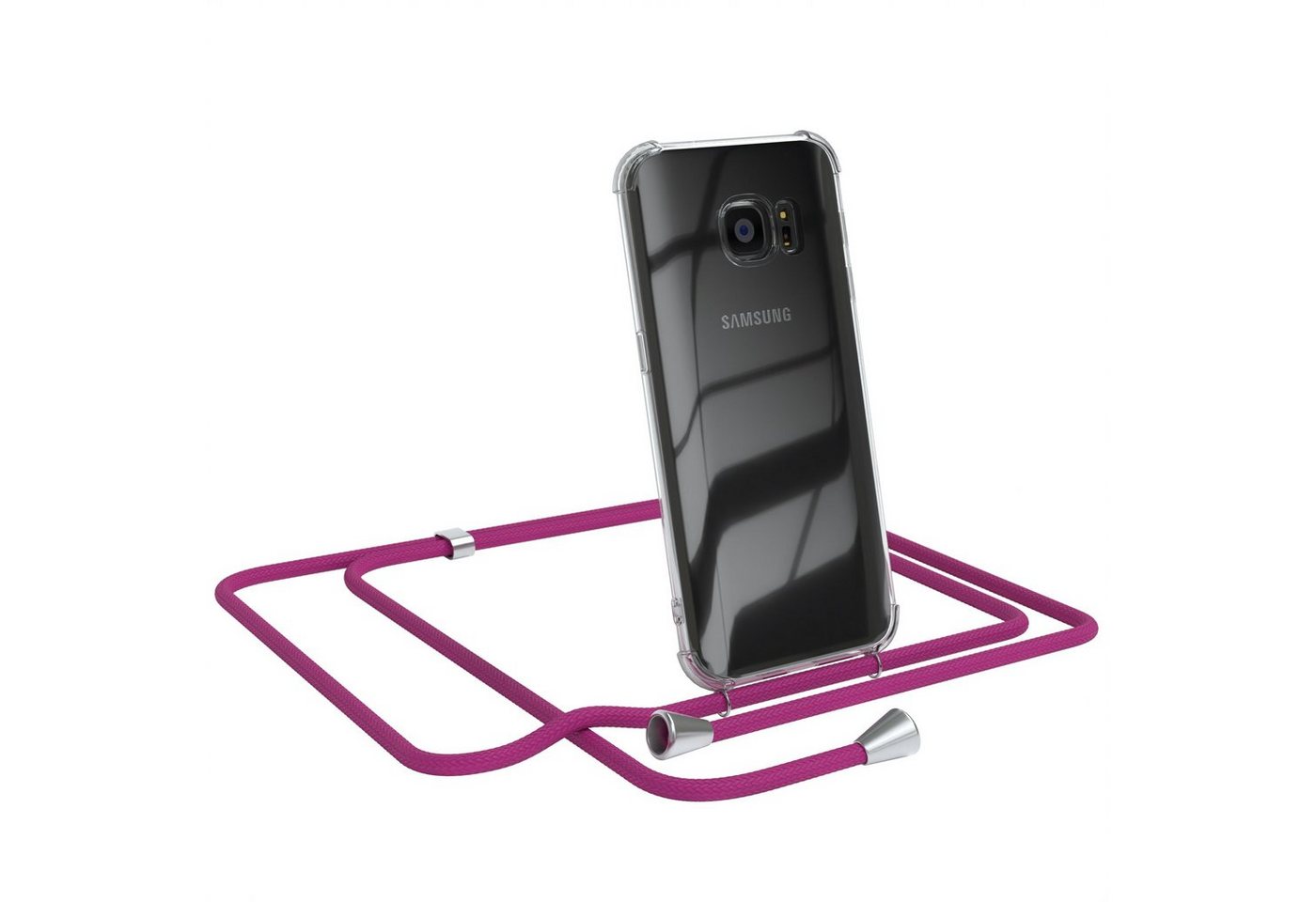 EAZY CASE Handykette Hülle mit Kette für Samsung Galaxy S7 5,1 Zoll, Handykordel Slimcover mit Umhängeband zum Umhängen Pink / Clip Silber EAZY CASE Handykette Hülle mit Kette für Samsung Galaxy S7 5,1 Zoll, Handykordel Slimcover mit Umhängeband zum Umhängen Pink / Clip Silber von EAZY CASE