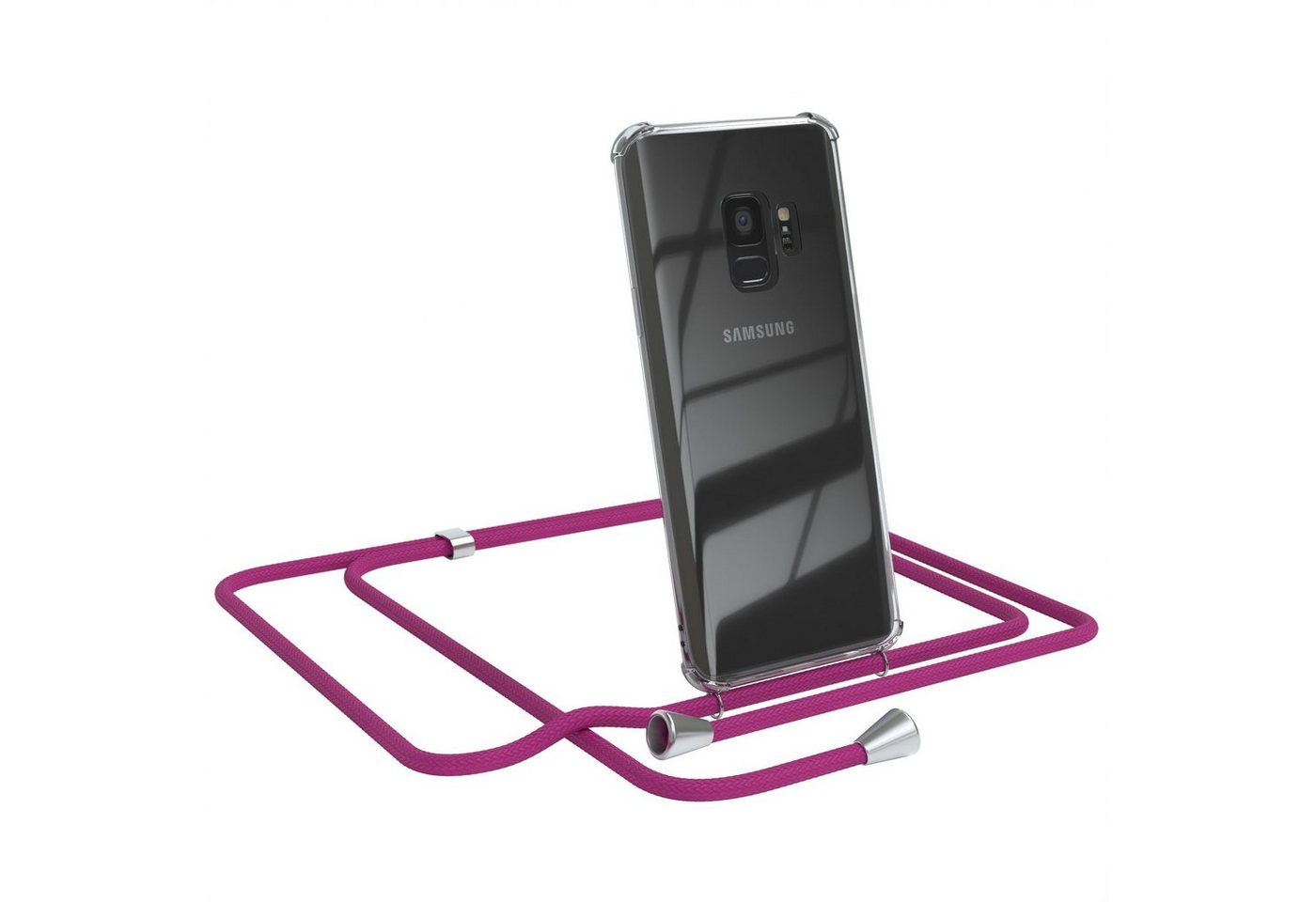 EAZY CASE Handykette Hülle mit Kette für Samsung Galaxy S9 5,8 Zoll, Handykordel Slimcover mit Umhängeband zum Umhängen Pink / Clip Silber EAZY CASE Handykette Hülle mit Kette für Samsung Galaxy S9 5,8 Zoll, Handykordel Slimcover mit Umhängeband zum Umhängen Pink / Clip Silber von EAZY CASE