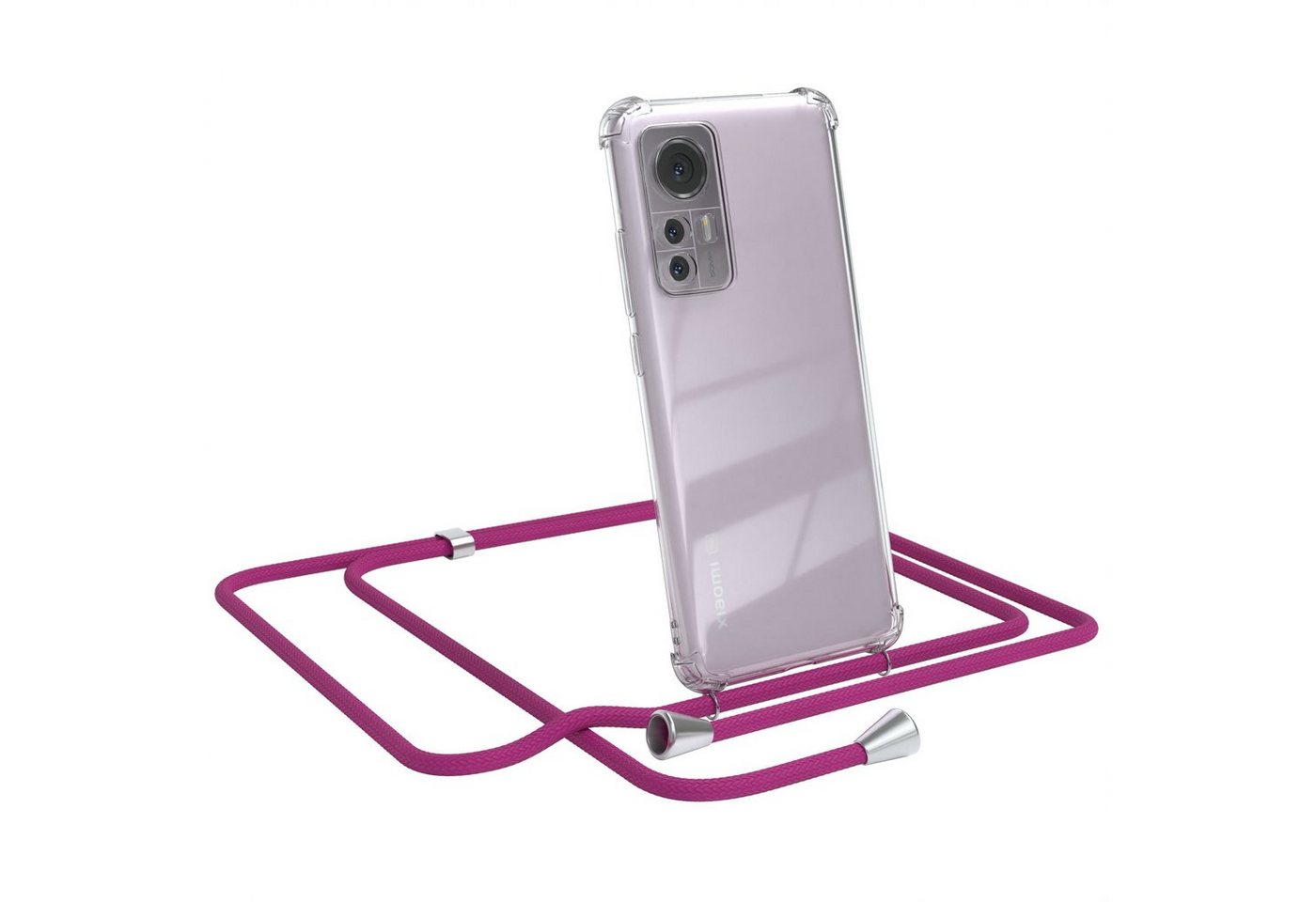 EAZY CASE Handykette Hülle mit Kette für Xiaomi 12 / 12X 6,28 Zoll, Handykordel Slimcover mit Umhängeband zum Umhängen Pink / Clip Silber EAZY CASE Handykette Hülle mit Kette für Xiaomi 12 / 12X 6,28 Zoll, Handykordel Slimcover mit Umhängeband zum Umhängen Pink / Clip Silber von EAZY CASE
