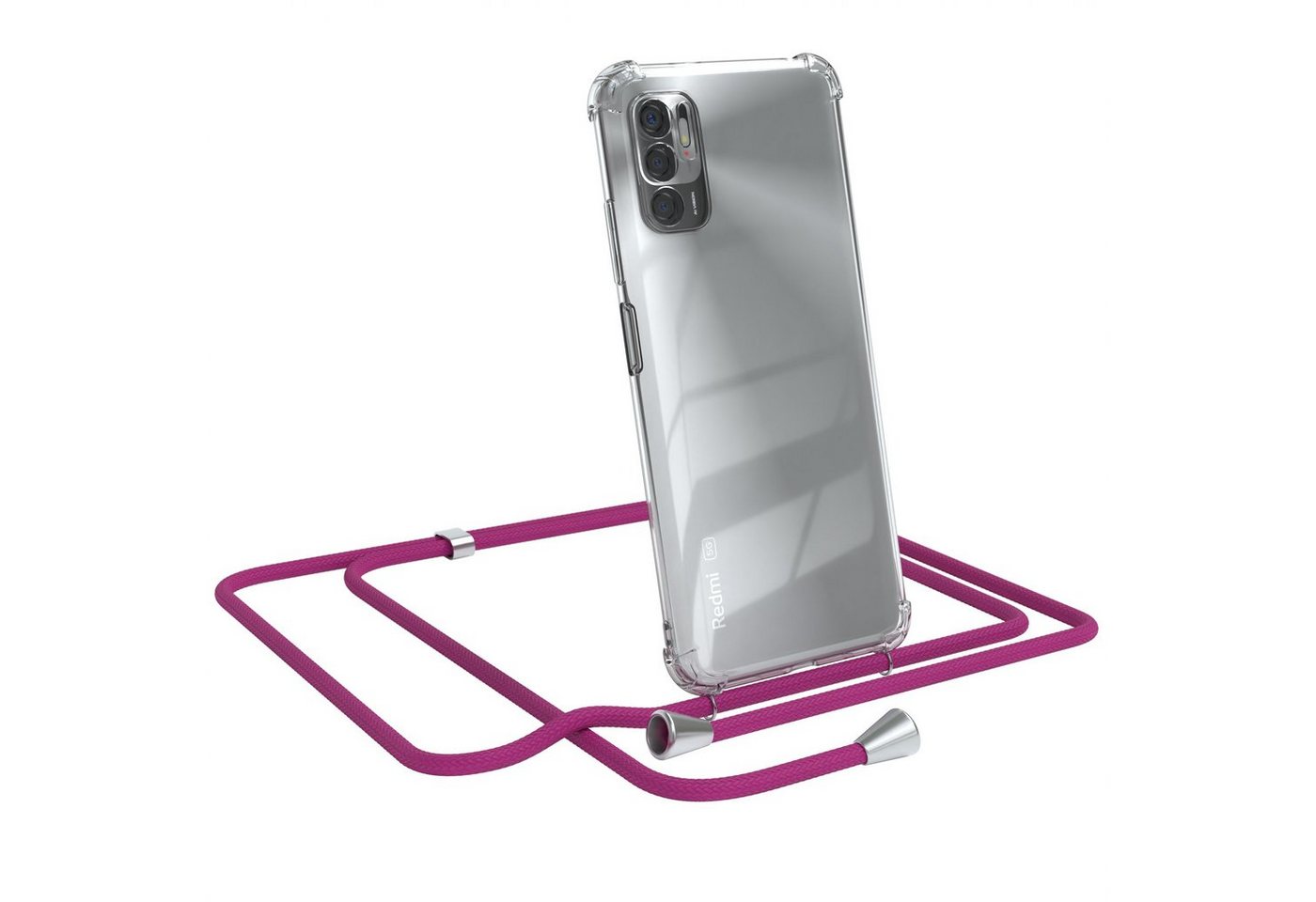 EAZY CASE Handykette Hülle mit Kette für Xiaomi Redmi Note 10 5G 6,5 Zoll, Handykordel Slimcover mit Umhängeband zum Umhängen Pink / Clip Silber EAZY CASE Handykette Hülle mit Kette für Xiaomi Redmi Note 10 5G 6,5 Zoll, Handykordel Slimcover mit Umhängeband zum Umhängen Pink / Clip Silber von EAZY CASE