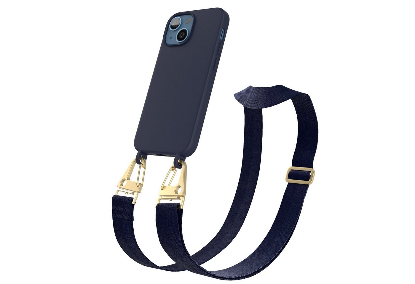 EAZY CASE Handykette Karabiner Breitband für Apple iPhone 13 Mini 5,4 Zoll, Handykette zum Umhängen Slim Phone Chain Festivalbag Smartphone Blau von EAZY CASE