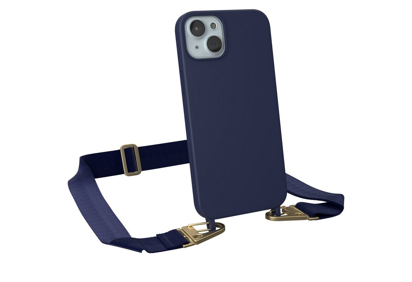 EAZY CASE Handykette Karabiner Breitband für Apple iPhone 15 Plus 6,7 Zoll, Handykette zum Umhängen Slim Phone Chain Festivalbag Smartphone Blau von EAZY CASE