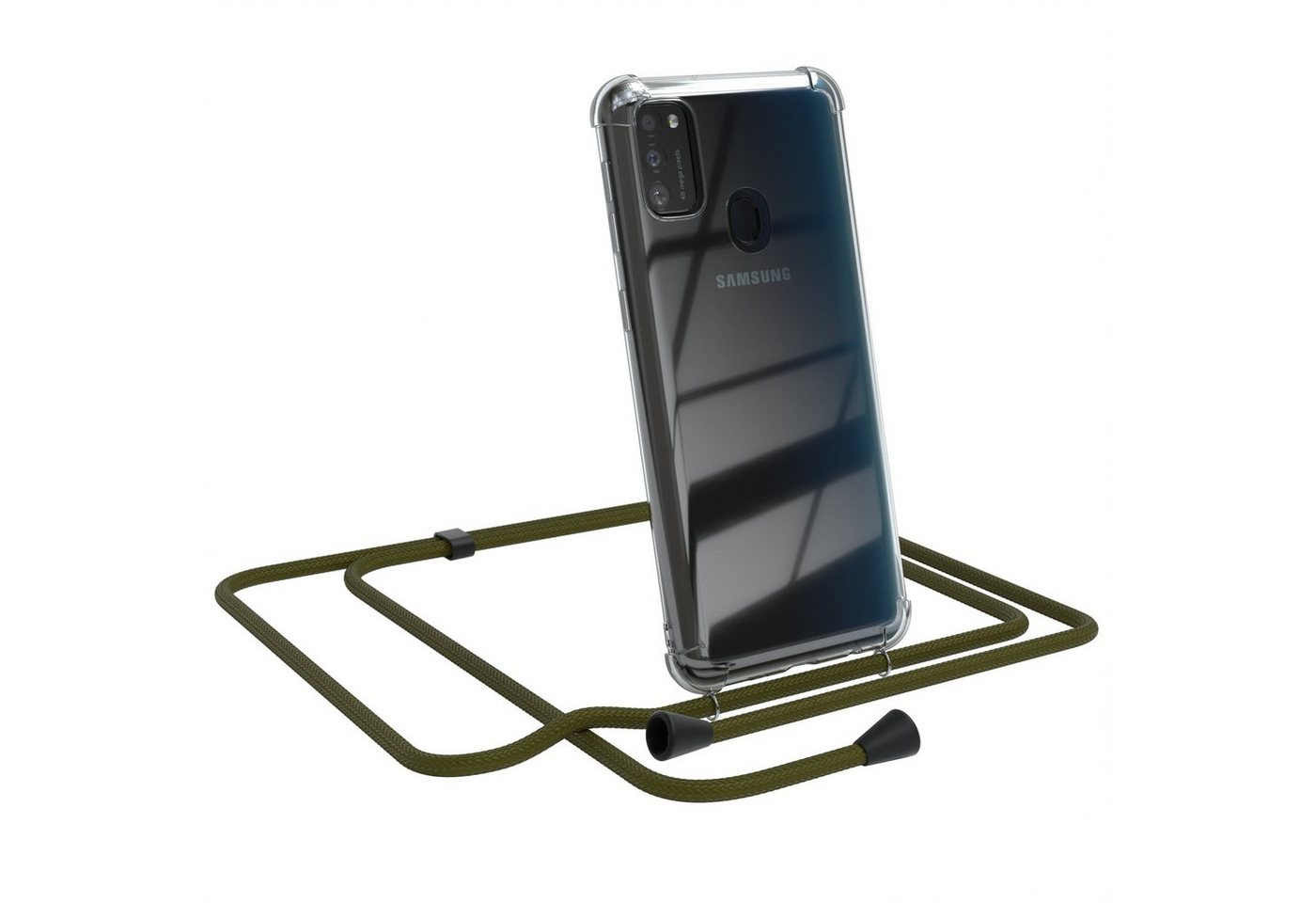 EAZY CASE Handykette Kette Clips Schwarz für Samsung Galaxy M30s / M21 6,4 Zoll, Silikonhülle Transparent Handyhülle mit Kordel Kette zum Umhängen Blau von EAZY CASE