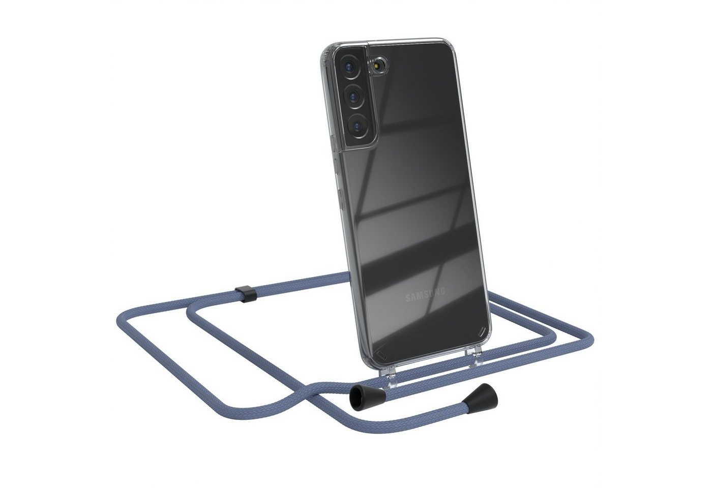EAZY CASE Handykette Kette Clips Schwarz für Samsung Galaxy S22 Plus 5G 6,6 Zoll, Silikonhülle Transparent Handyhülle mit Kordel Kette zum Umhängen Blau von EAZY CASE