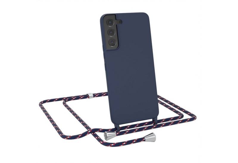 EAZY CASE Handykette Runde Silikon Kette für Samsung Galaxy S22 Plus 5G 6,6 Zoll, Hülle mit Band 2in1 Handyband Etui Case Kordel Navy Blau Camouflage von EAZY CASE
