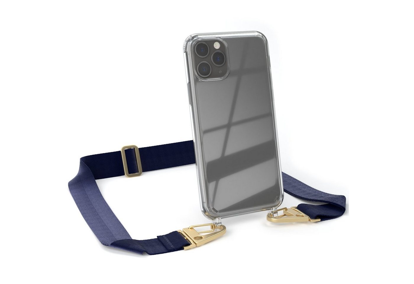 EAZY CASE Handykette Silikon Kette Karabiner für Apple iPhone 11 Pro 5,8 Zoll, Handykette zum Umhängen Slim Phone Chain Festivalbag Smartphone Blau von EAZY CASE