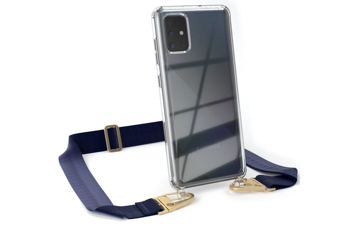 EAZY CASE Handykette Silikon Kette Karabiner für Samsung Galaxy A71 6,7 Zoll, Handykette zum Umhängen Slim Phone Chain Festivalbag Smartphone Blau von EAZY CASE
