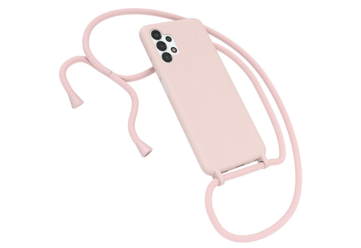 EAZY CASE Handykette Silikon Kette für Samsung Galaxy A13 4G 6,6 Zoll, Umhängeband Kordel Hülle mit Band Schutzhülle Bumper Etui Matt Rosé von EAZY CASE