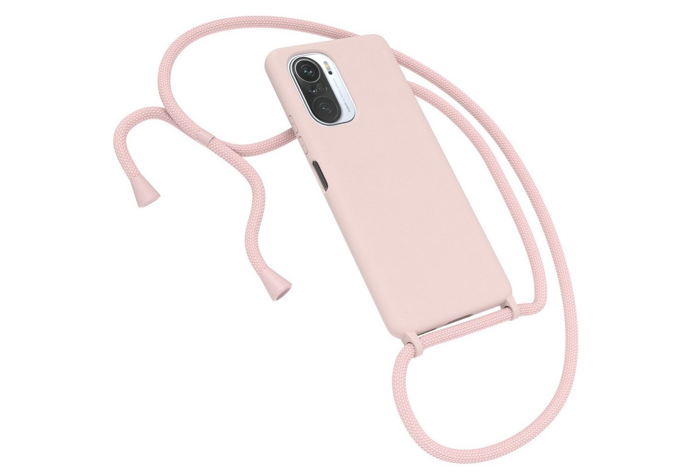 EAZY CASE Handykette Silikon Kette für Xiaomi Mi 11i 6,67 Zoll, Umhängeband Kordel Hülle mit Band Schutzhülle Bumper Etui Matt Rosé von EAZY CASE