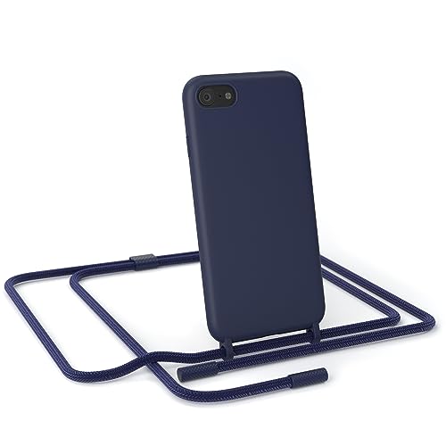 EAZY CASE - Handykette Silikon Premium kompatibel mit iPhone SE (2022/2020) / iPhone 8/7 Handyhülle mit Umhängeband, Handykordel mit Schutzhülle, Silikonhülle, Kette für Smartphone, Nacht Blau von EAZY CASE