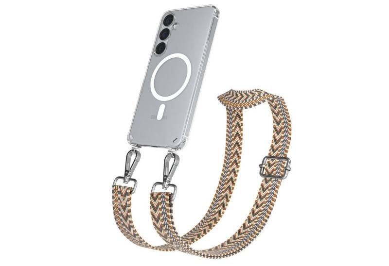 EAZY CASE Handykette Umhängeband MagSafe Hülle Samsung Galaxy S25 Plus 6,7 Zoll, Schulterriemen Taschenband mit Hülle MagSafe Handyband Braun von EAZY CASE