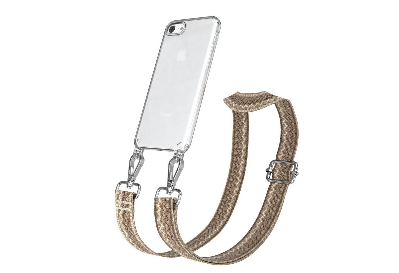 EAZY CASE Handykette Umhängeband für iPhone SE 2022/2020 / iPhone 8/7 4,7 Zoll, Schulterriemen Taschenband mit Hülle Handyband Wave mit Band Braun von EAZY CASE