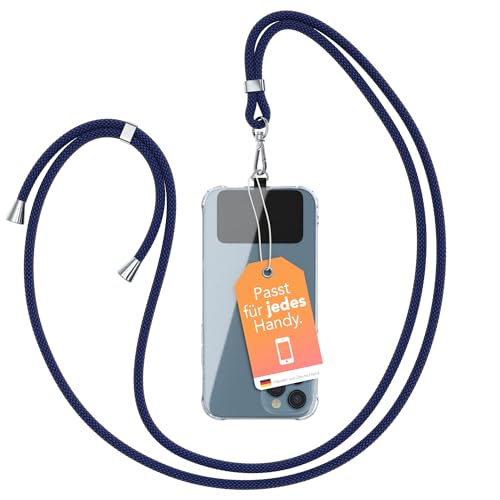 EAZY CASE - Handykette Universal zum umhängen kompatibel mit jedem Handy als Handyhülle mit Band Handytasche zum Umhängen Kette Handyband mit jeder Hülle kombinierbar Kordel in Navy Blau von EAZY CASE