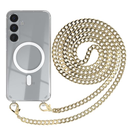 EAZY CASE - Handykette kompatibel mit Galaxy S25 Plus Kette zum Umhängen Stoßfest Handyhülle für Galaxy S25 Plus Silikon Hülle mit Band aus Metall Transparent als Fallschutz in Gold EAZY CASE - Handykette kompatibel mit Galaxy S25 Plus Kette zum Umhängen Stoßfest Handyhülle für Galaxy S25 Plus Silikon Hülle mit Band aus Metall Transparent als Fallschutz in Gold von EAZY CASE