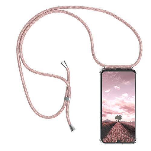 EAZY CASE Handykette kompatibel mit Honor 20 Lite/Huawei P Smart Plus (2019) Handyhülle mit Umhängeband, Handykordel mit Schutzhülle, Silikonhülle, Hülle mit Band, Stylische Kette, Rosé-Gold von EAZY CASE
