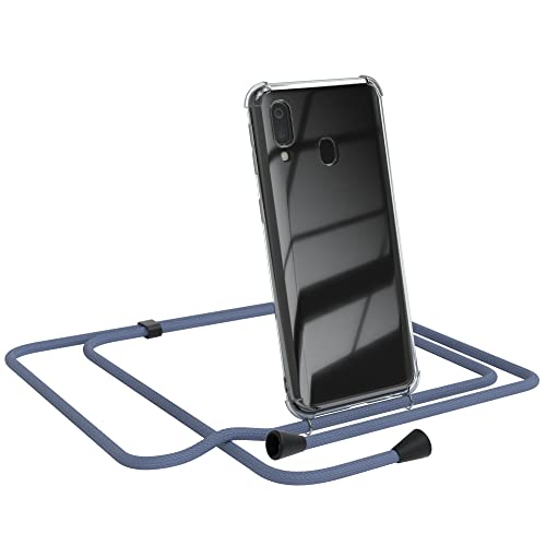 EAZY CASE Handykette kompatibel mit Samsung Galaxy A40 Handyhülle mit Umhängeband, Handykordel mit Schutzhülle, Silikonhülle, Hülle, Stylische Kette, EIS Blau - Clips Schwarz von EAZY CASE