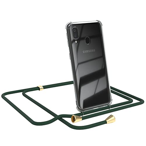 EAZY CASE Handykette kompatibel mit Samsung Galaxy A40 Handyhülle mit Umhängeband, Handykordel mit Schutzhülle, Silikonhülle, Hülle mit Band, Stylische Kette mit Hülle für Smartphone, Grün von EAZY CASE