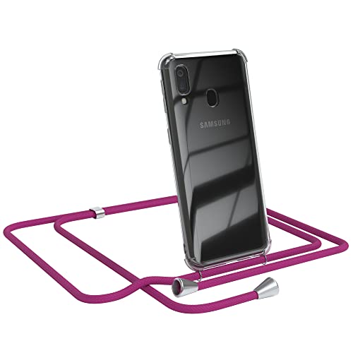 EAZY CASE Handykette kompatibel mit Samsung Galaxy A40 Handyhülle mit Umhängeband, Handykordel mit Schutzhülle, Silikonhülle, Hülle mit Band, Stylische Kette mit Hülle für Smartphone, Pink von EAZY CASE