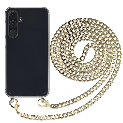 EAZY CASE - Handykette kompatibel mit Samsung Galaxy A55 Kette zum Umhängen für Galaxy A55 Hülle mit Band aus Silikon stoßfeste transparente Handyhülle als Fallschutz in Metall - Gold EAZY CASE - Handykette kompatibel mit Samsung Galaxy A55 Kette zum Umhängen für Galaxy A55 Hülle mit Band aus Silikon stoßfeste transparente Handyhülle als Fallschutz in Metall - Gold von EAZY CASE