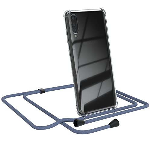 EAZY CASE Handykette kompatibel mit Samsung Galaxy A70 Handyhülle mit Umhängeband, Handykordel mit Schutzhülle, Silikonhülle, Hülle, Stylische Kette, EIS Blau - Clips Schwarz von EAZY CASE