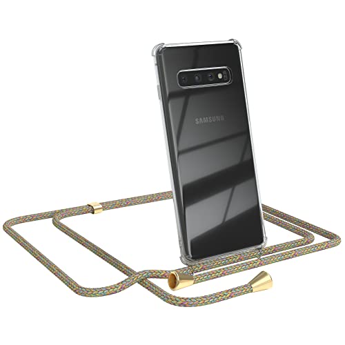 EAZY CASE Handykette kompatibel mit Samsung Galaxy S10 Handyhülle mit Umhängeband, Handykordel mit Schutzhülle, Silikonhülle, Hülle mit Band, Stylische Kette mit Hülle für Smartphone, Rainbow von EAZY CASE