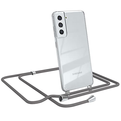 EAZY CASE Handykette kompatibel mit Samsung Galaxy S21 FE 5G Handyhülle mit Umhängeband, Handykordel mit Schutzhülle, Silikonhülle, Hülle, Stylische Kette für Smartphone, Anthrazit von EAZY CASE