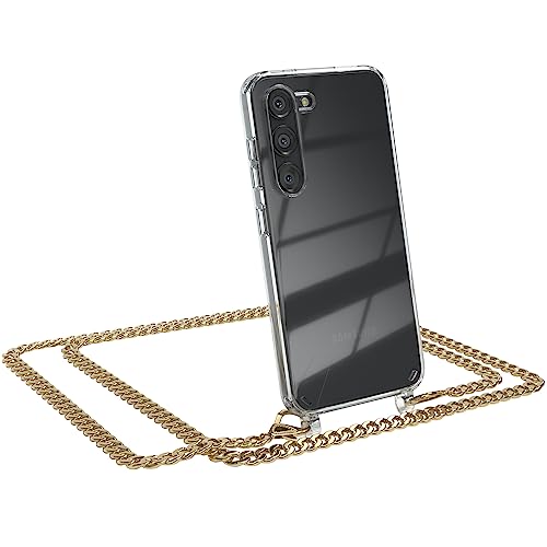 EAZY CASE - Handykette - kompatibel mit Samsung Galaxy S23, Bumper Kordel zum Umhängen, Metallkordel mit Cover, Transparent Handyhülle Case mit Abnehmbar, Wechsel-Schnur zum Austauschen - Metall Gold EAZY CASE - Handykette - kompatibel mit Samsung Galaxy S23, Bumper Kordel zum Umhängen, Metallkordel mit Cover, Transparent Handyhülle Case mit Abnehmbar, Wechsel-Schnur zum Austauschen - Metall Gold von EAZY CASE