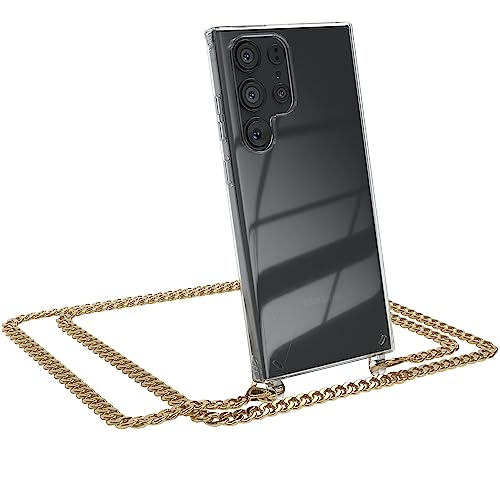 EAZY CASE - Handykette - kompatibel mit Samsung Galaxy S23 Ultra, Bumper Kordel zum Umhängen, Kordel mit Cover, Transparent Handyhülle Case mit Schnur, Wechsel-Schnur zum Austauschen - Metall Gold EAZY CASE - Handykette - kompatibel mit Samsung Galaxy S23 Ultra, Bumper Kordel zum Umhängen, Kordel mit Cover, Transparent Handyhülle Case mit Schnur, Wechsel-Schnur zum Austauschen - Metall Gold von EAZY CASE