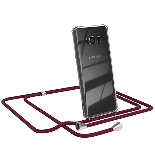 EAZY CASE Handykette kompatibel mit Samsung Galaxy S8 Handyhülle mit Umhängeband, Handykordel mit Schutzhülle, Silikonhülle, Hülle mit Band, Stylische Kette mit Hülle für Smartphone, Burgunder Rot von EAZY CASE
