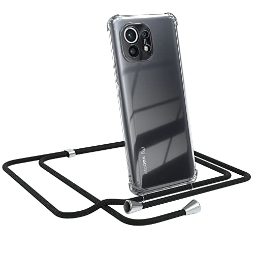 EAZY CASE Handykette kompatibel mit Xiaomi Mi 11 / Mi 11 5G Handyhülle mit Umhängeband, Handykordel mit Schutzhülle, Silikonhülle, Hülle mit Band, Stylische Kette mit Hülle für Smartphone, Schwarz von EAZY CASE