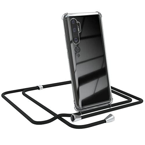 EAZY CASE Handykette kompatibel mit Xiaomi Mi Note 10 / Note 10 Pro Handyhülle mit Umhängeband, Handykordel mit Schutzhülle, Silikonhülle, Hülle mit Band, Stylische Kette für Smartphone, Schwarz von EAZY CASE