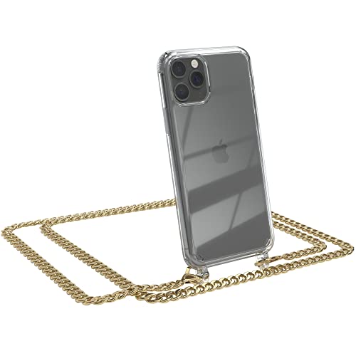 EAZY CASE Handykette kompatibel mit iPhone 11 Pro Handyhülle mit Metal Umhängeband und Ersatz Kordel schwarz, Handykordel mit Schutzhülle, Stylische Kette, Metal - Gold von EAZY CASE