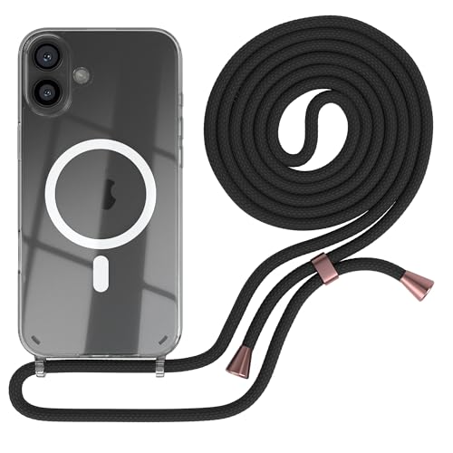 EAZY CASE - Handykette kompatibel mit iPhone 16 Plus Kette zum Umhängen Handyhülle für Apple iPhone 16 Plus Silikon Hülle mit Band Handytasche Transparent als Fallschutz in Schwarz - Clips Schwarz EAZY CASE - Handykette kompatibel mit iPhone 16 Plus Kette zum Umhängen Handyhülle für Apple iPhone 16 Plus Silikon Hülle mit Band Handytasche Transparent als Fallschutz in Schwarz - Clips Schwarz von EAZY CASE