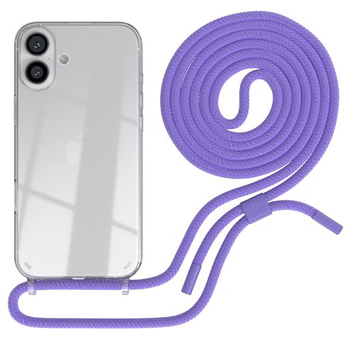 EAZY CASE - Handykette kompatibel mit iPhone 16 Plus - dünne Handyhülle für Apple iPhone 16 Plus Hülle mit Band als Fallschutz Kette zum Umhängen transparente Hülle Silikon in Lila - Transparent EAZY CASE - Handykette kompatibel mit iPhone 16 Plus - dünne Handyhülle für Apple iPhone 16 Plus Hülle mit Band als Fallschutz Kette zum Umhängen transparente Hülle Silikon in Lila - Transparent von EAZY CASE