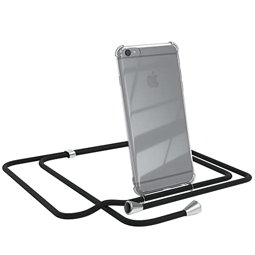 EAZY CASE Handykette kompatibel mit iPhone 6 / 6S Handyhülle mit Umhängeband, Handykordel mit Schutzhülle, Silikonhülle, Hülle mit Band, Stylische Kette mit Hülle für Smartphone, Schwarz von EAZY CASE