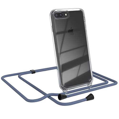 EAZY CASE Handykette kompatibel mit iPhone 7 Plus / 8 Plus Handyhülle mit Umhängeband, Handykordel mit Schutzhülle, Silikonhülle, Hülle mit Band, Kette mit Hülle, EIS Blau - Clips Schwarz von EAZY CASE