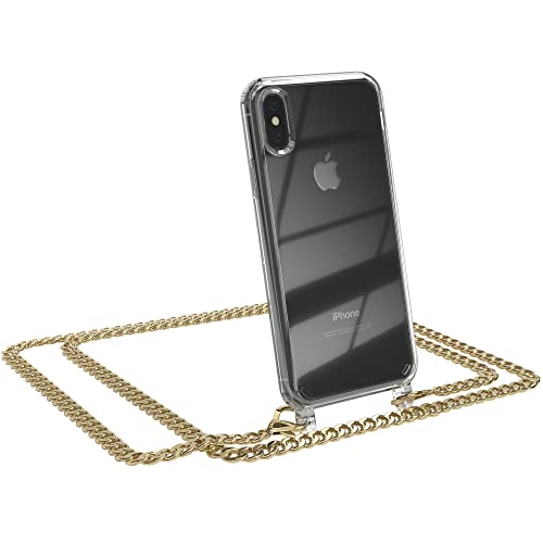 EAZY CASE Handykette kompatibel mit iPhone X/XS Handyhülle mit Metal Umhängeband und Ersatz Kordel schwarz, Handykordel mit Schutzhülle, Stylische Kette, Metal - Gold von EAZY CASE