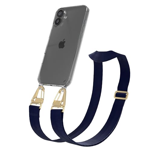 EAZY CASE - Handykette mit breitem Band kompatibel mit iPhone 16 Plus - dünne Handyhülle für Apple iPhone 16 Plus Hülle Silikon Fallschutz Kette zum Umhängen Hülle mit Band in Nacht Blau - Clips Gold EAZY CASE - Handykette mit breitem Band kompatibel mit iPhone 16 Plus - dünne Handyhülle für Apple iPhone 16 Plus Hülle Silikon Fallschutz Kette zum Umhängen Hülle mit Band in Nacht Blau - Clips Gold von EAZY CASE