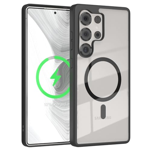 EAZY CASE Hülle für Samsung Galaxy S25 Ultra kompatibel mit Qi Charging Ultra Aufprallschutz Stoßfest und Kratzfest dünne Schutzhülle Kameraschutz Silikon Cover Clear Handy Case, Schwarz - Qi Charging von EAZY CASE