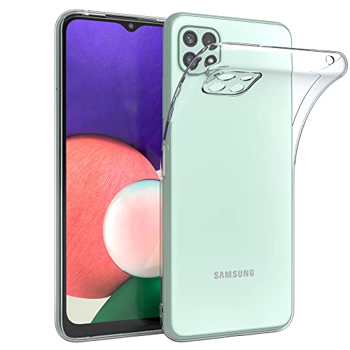 EAZY CASE Hülle kompatibel mit Samsung Galaxy A22 5G Schutzhülle Silikon, Ultra dünn, Slimcover, Handyhülle, Silikonhülle, Backcover, Durchsichtig, Klar Transparent von EAZY CASE