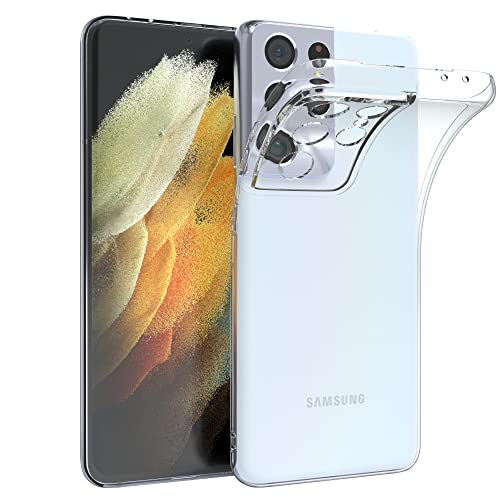EAZY CASE Hülle kompatibel mit Samsung Galaxy S21 Ultra 5G Schutzhülle Silikon, Ultra dünn, Slimcover, Handyhülle, Silikonhülle, Backcover, Durchsichtig, Klar Transparent von EAZY CASE