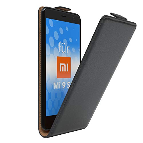 EAZY CASE Hülle kompatibel mit Xiaomi Mi 9 SE Flip Cover zum Aufklappen, Handyhülle aufklappbar, Schutzhülle, Flipcover, Flipcase, Flipstyle Case vertikal klappbar, aus Kunstleder, Schwarz von EAZY CASE